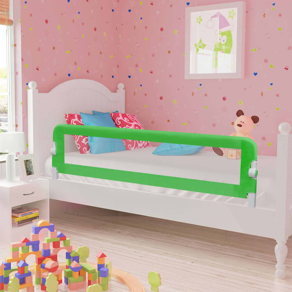 vidaXL Zábrana na detskú posteľ, zelená 120x42 cm, polyester