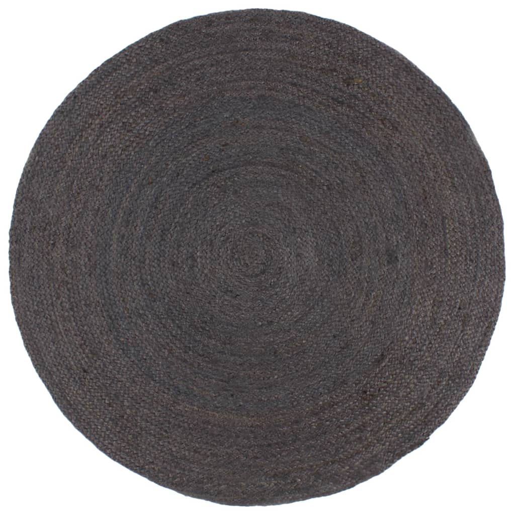 vidaXL Ručne vyrobený koberec tmavosivý 180 cm jutový okrúhly