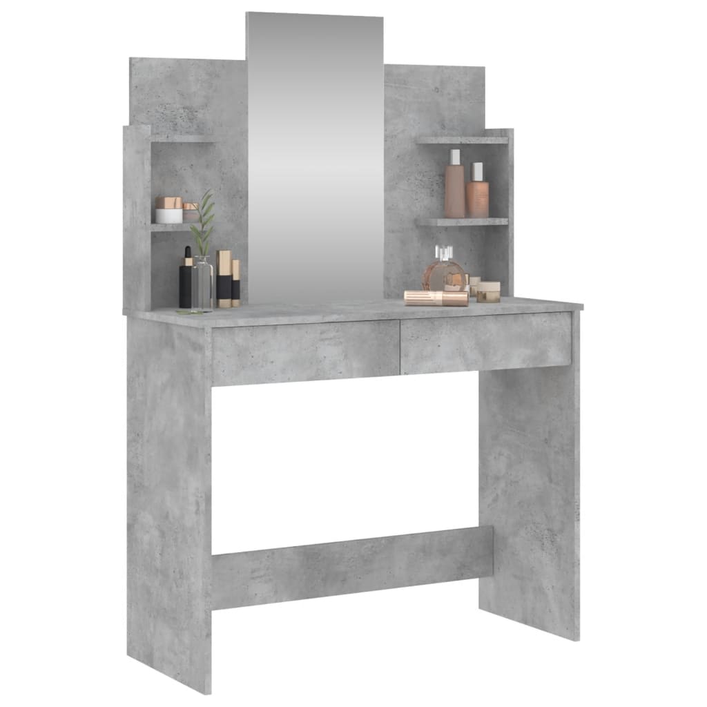 vidaXL Toaletný stolík so zrkadlom betónovo sivý 96x39x142 cm