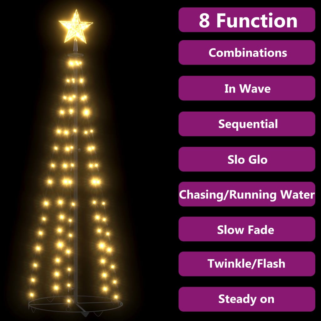 vidaXL Vianočný stromček, kužeľ, 84 LED, teplé biele svetlo 50x150 cm