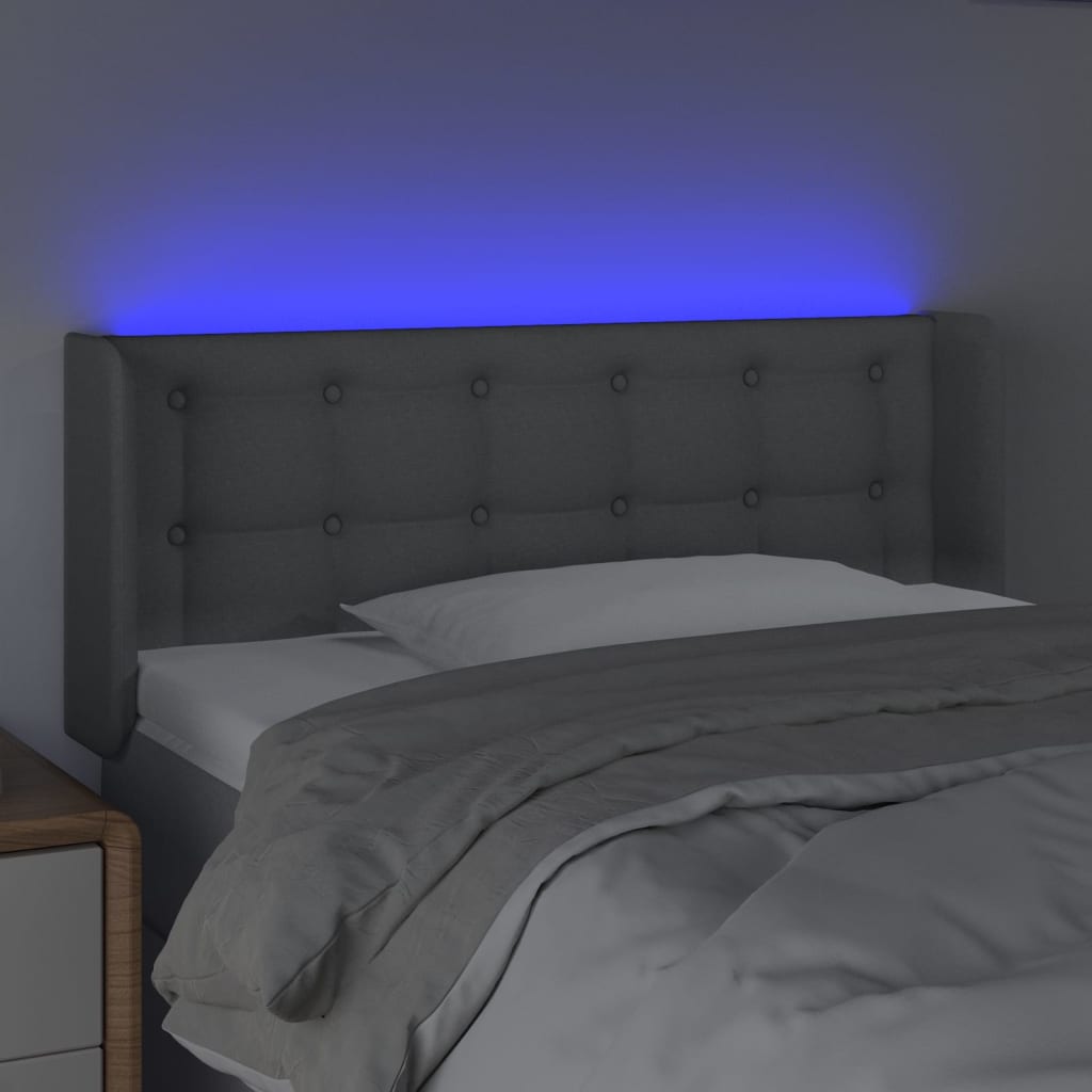 vidaXL Čelo postele s LED bledosivé 83x16x78/88 cm látka