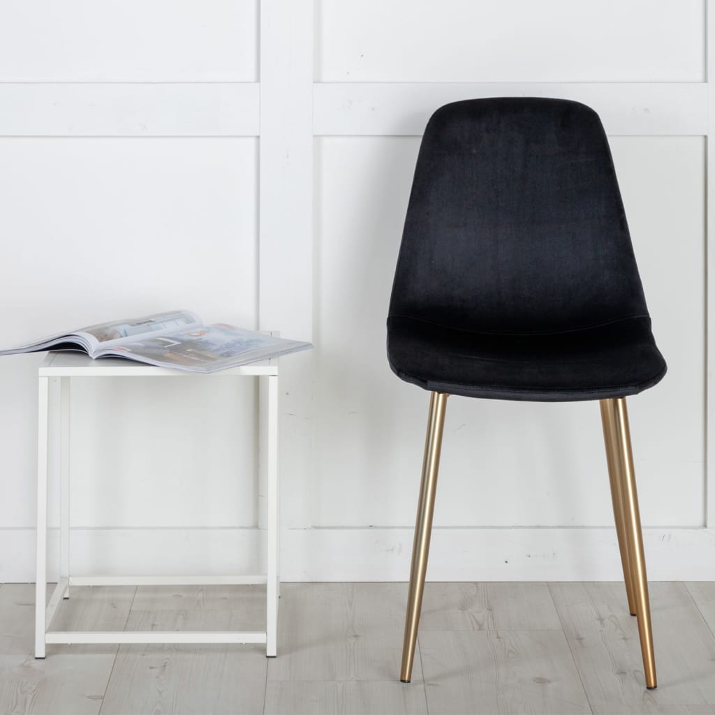 Venture Home Jedálenské stoličky 2 ks Polar zamatové čierno-mosadzné