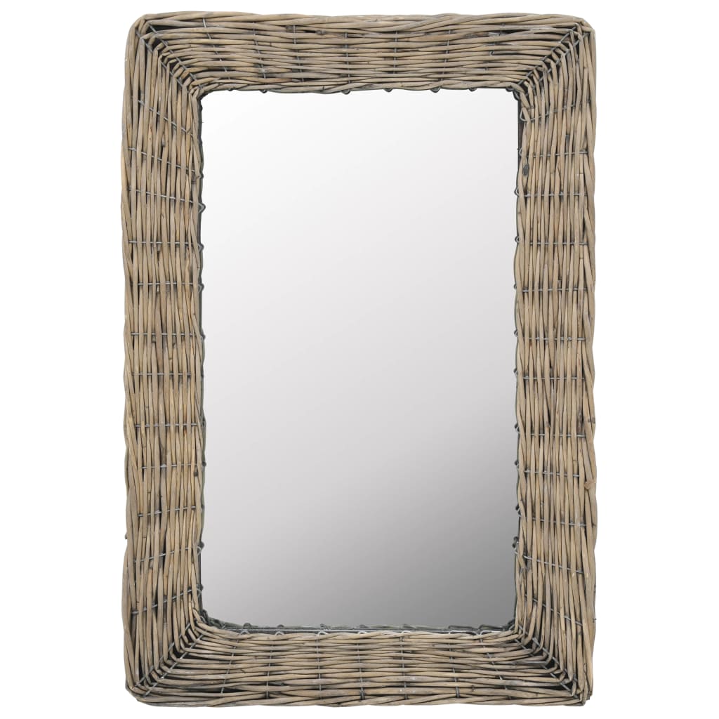 vidaXL Zrkadlo s prúteným rámom hnedé 40x60 cm