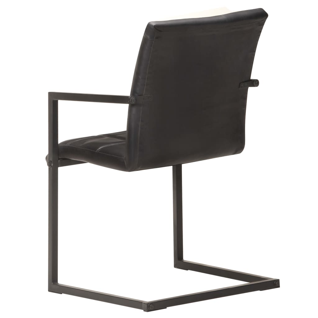 vidaXL Jedálenské stoličky s perovou kostrou 4 ks čierne pravá koža