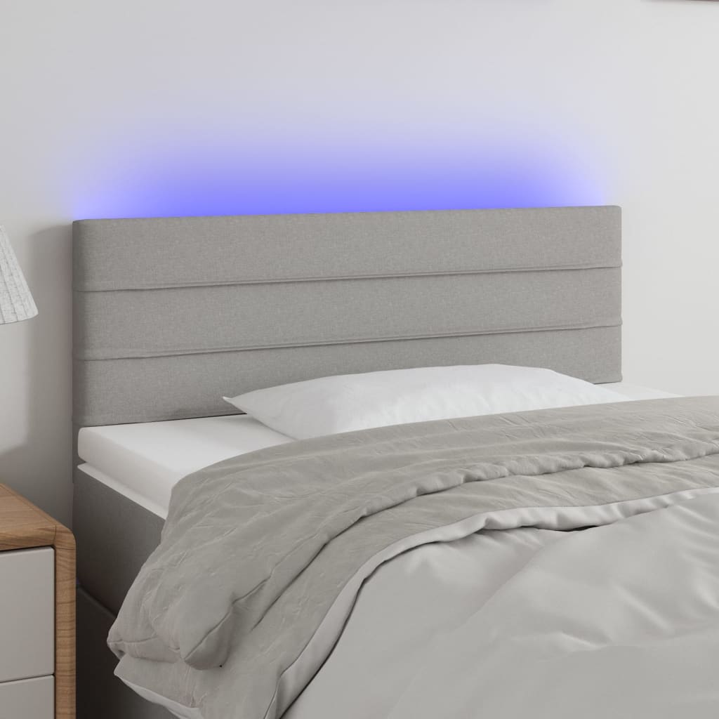 vidaXL Čelo postele s LED bledosivé 90x5x78/88 cm látka