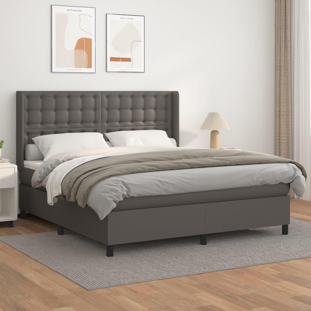 vidaXL Boxspring posteľ s matracom sivá 160x200 cm umelá koža