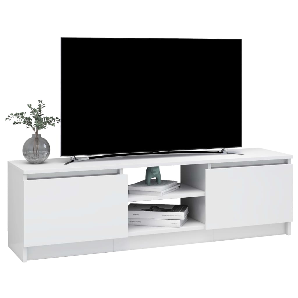 vidaXL TV skrinka, lesklá biela 120x30x35,5 cm, drevotrieska