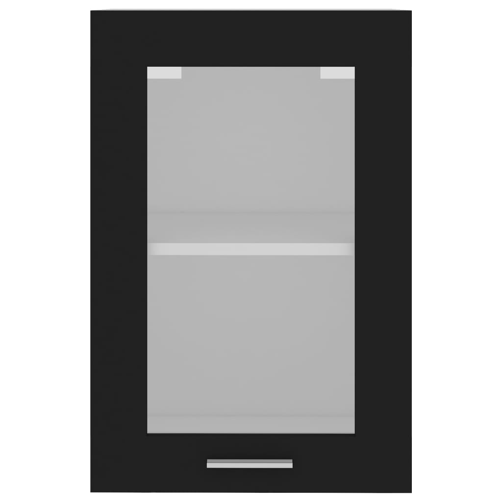 vidaXL Presklená závesná skrinka, čierna 40x31x60 cm, drevotrieska