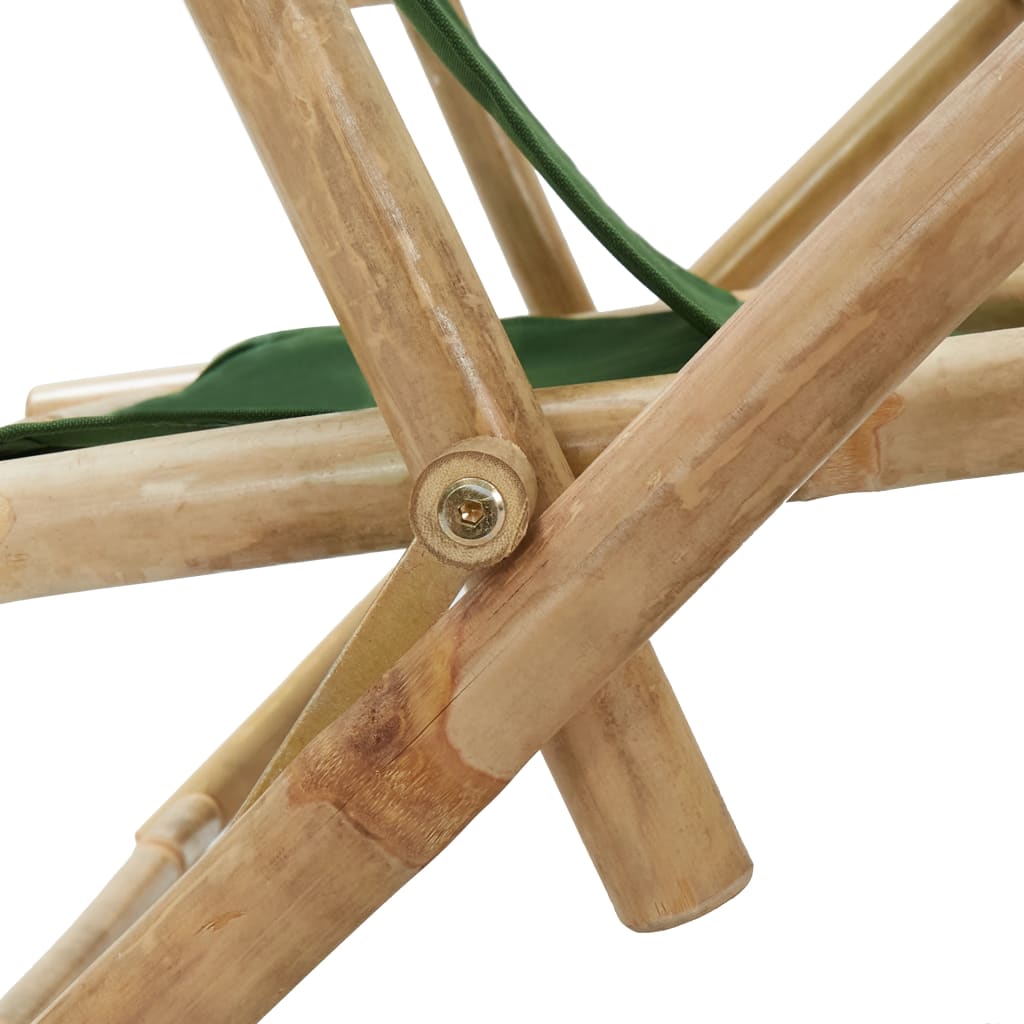 vidaXL Sklápacie relaxačné kreslo zelené bambus a látka