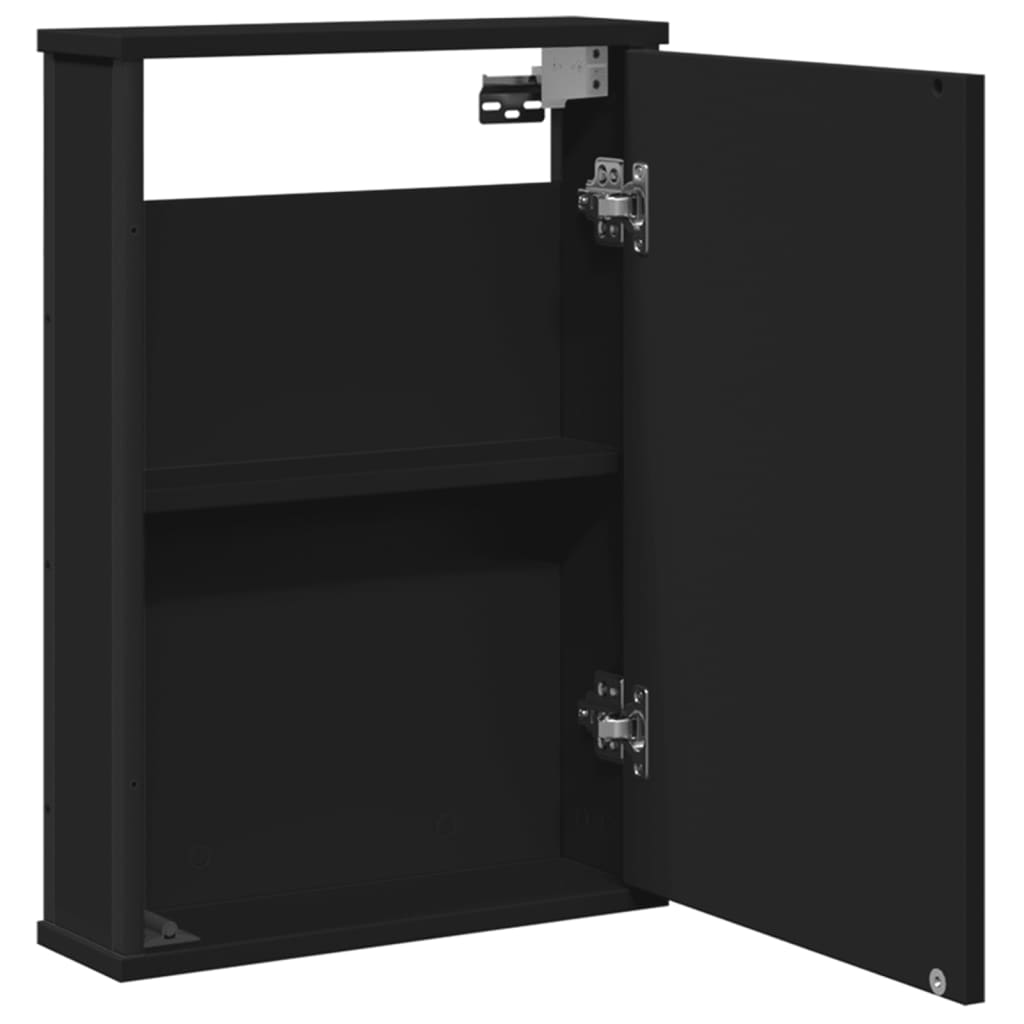 vidaXL Kúpeľňová skrinka so zrkadlom čierna 42x12x60cm kompozit. drevo