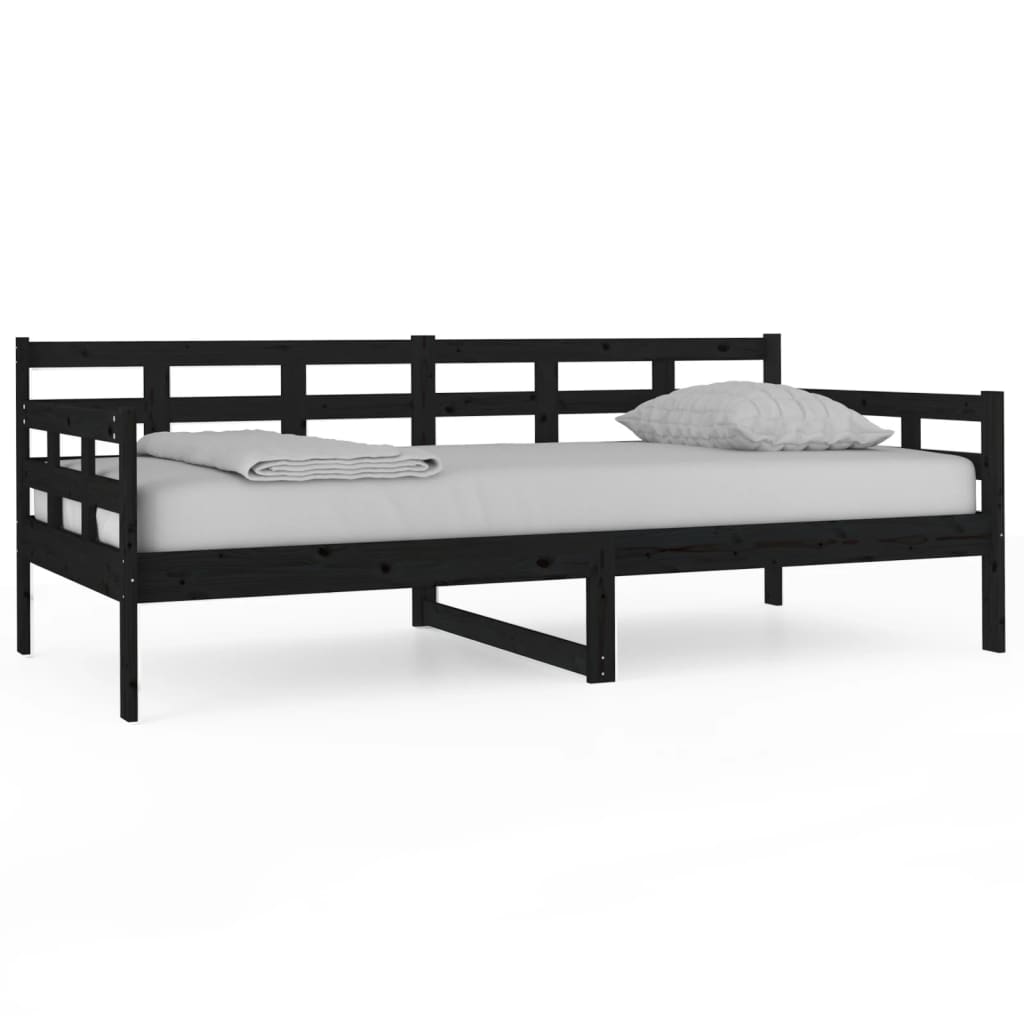 vidaXL Denná posteľ čierna borovicový masív 90x190 cm