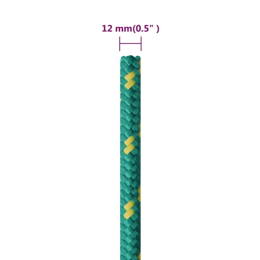 vidaXL Lodné lano zelené 12 mm 250 m polypropylén