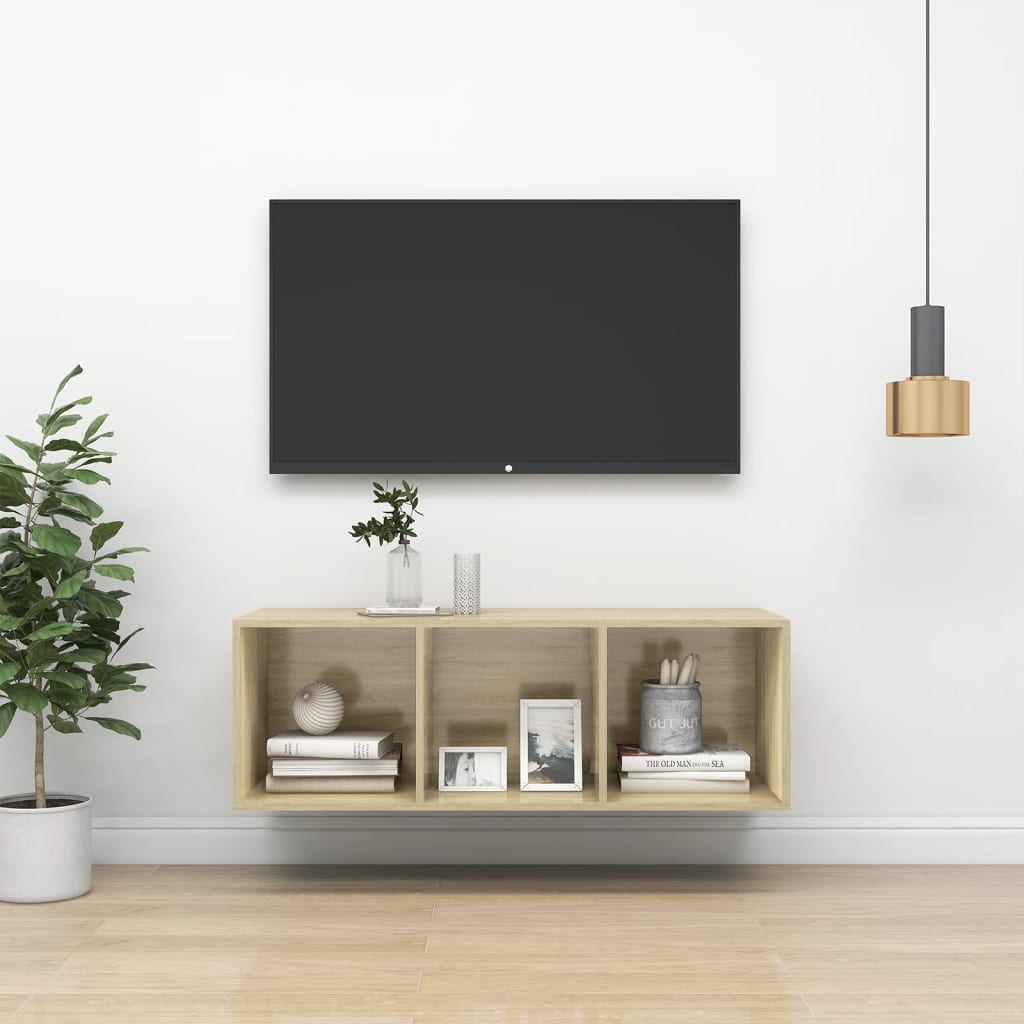vidaXL Nástenná TV skrinka, dub sonoma 37x37x107 cm, kompozitné drevo