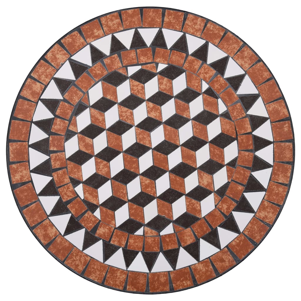 vidaXL 3-dielna mozaiková bistro súprava, keramika, tehlová farba