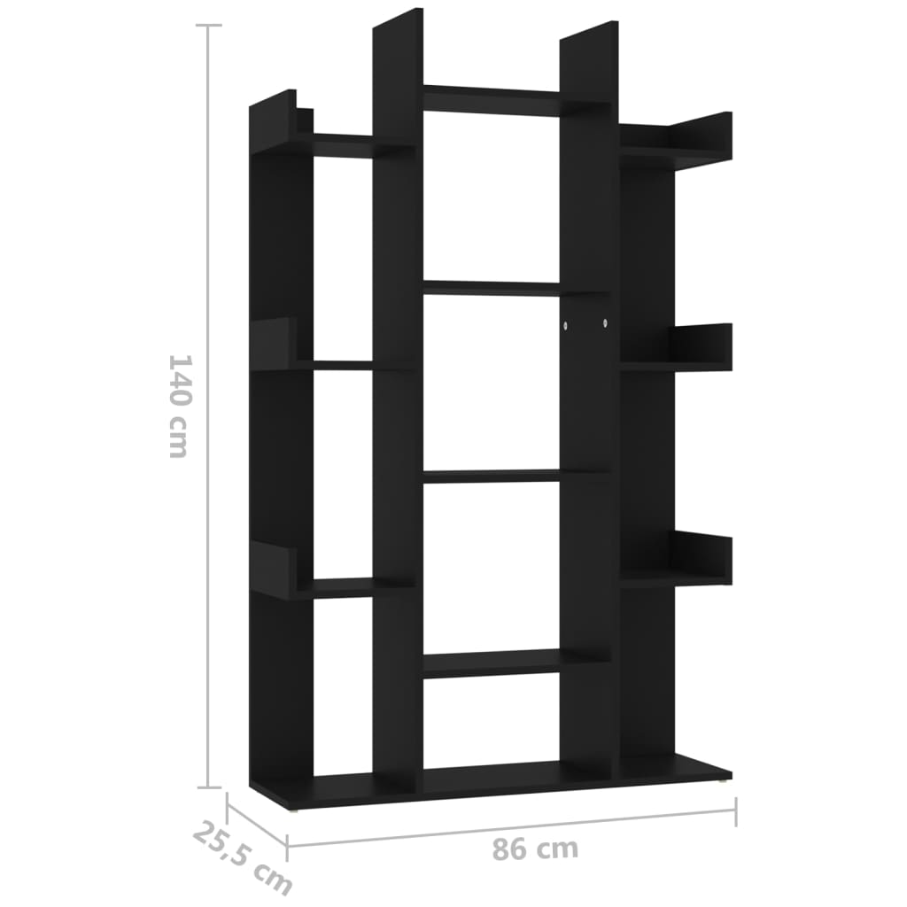 vidaXL Knižnica čierna 86x25,5x140 cm drevotrieska