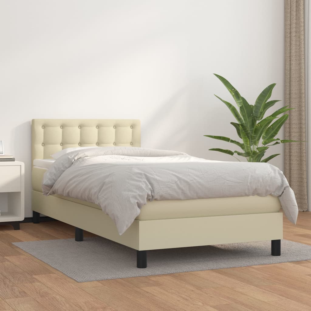 vidaXL Boxspring posteľ s matracom krémová 100x200 cm umelá koža
