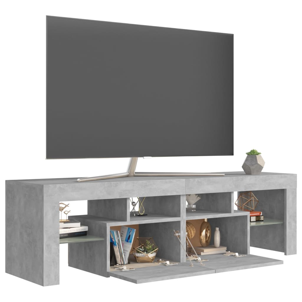 vidaXL TV skrinka s LED svetlami, betónovo sivá 140x36,5x40 cm
