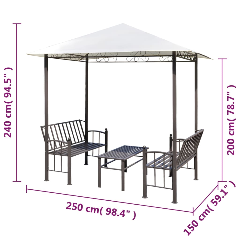 vidaXL Záhradný altánok so stolom a lavicami 2,5x1,5x2,4 m