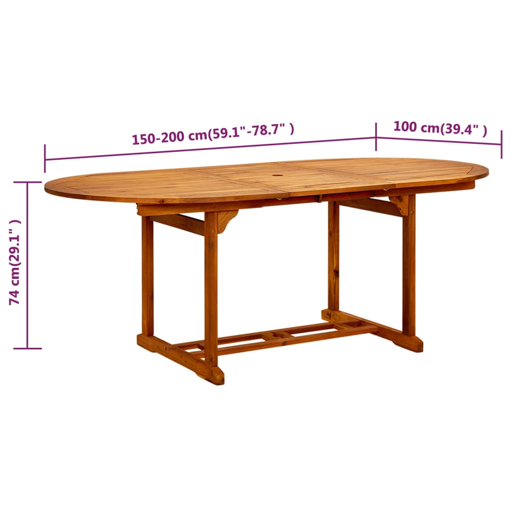 vidaXL Záhradný stôl 200x100x75 cm, akáciový masív