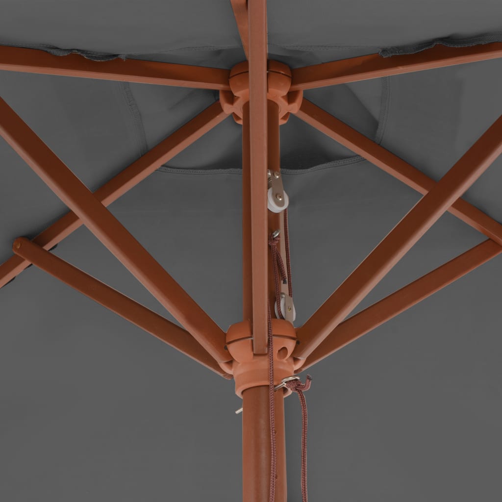 vidaXL Vonkajší slnečník s drevenou tyčou 150x200 cm, antracitový