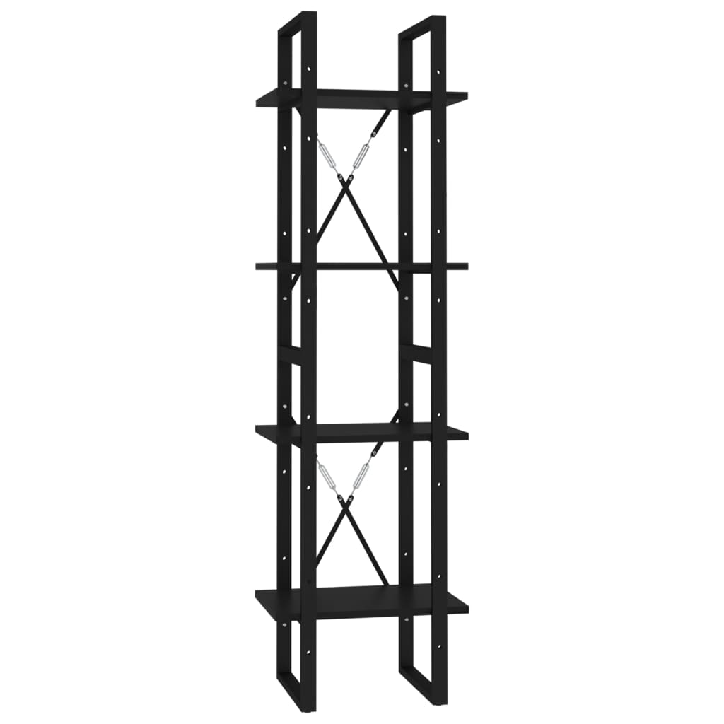 vidaXL 4-poschodová knižnica čierna 40x30x140 cm drevotrieska
