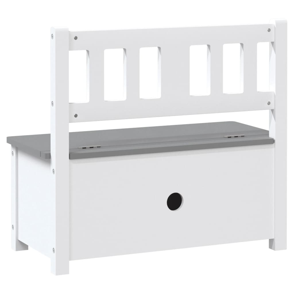 vidaXL Detská úložná lavica biela a šedá 60x30x55 cm MDF