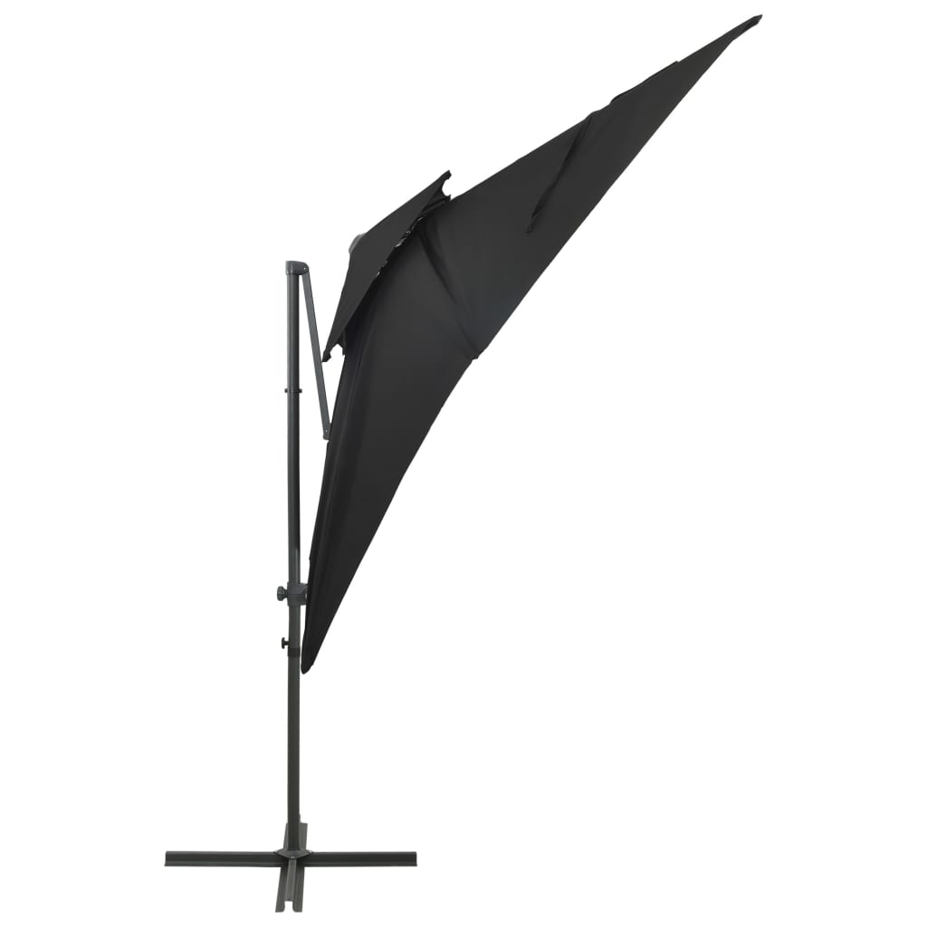 vidaXL Závesný slnečník s dvojitou strieškou čierny 250x250 cm