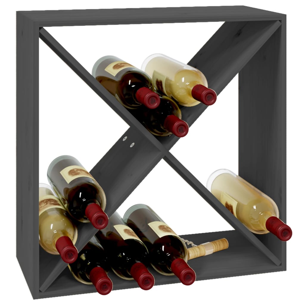 VidaXL Skrinka na víno sivá 62x25x62 cm masívna borovica