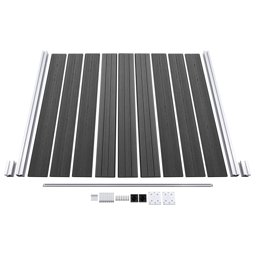 vidaXL Sada plotových panelov WPC 446x(105-186) cm čierna