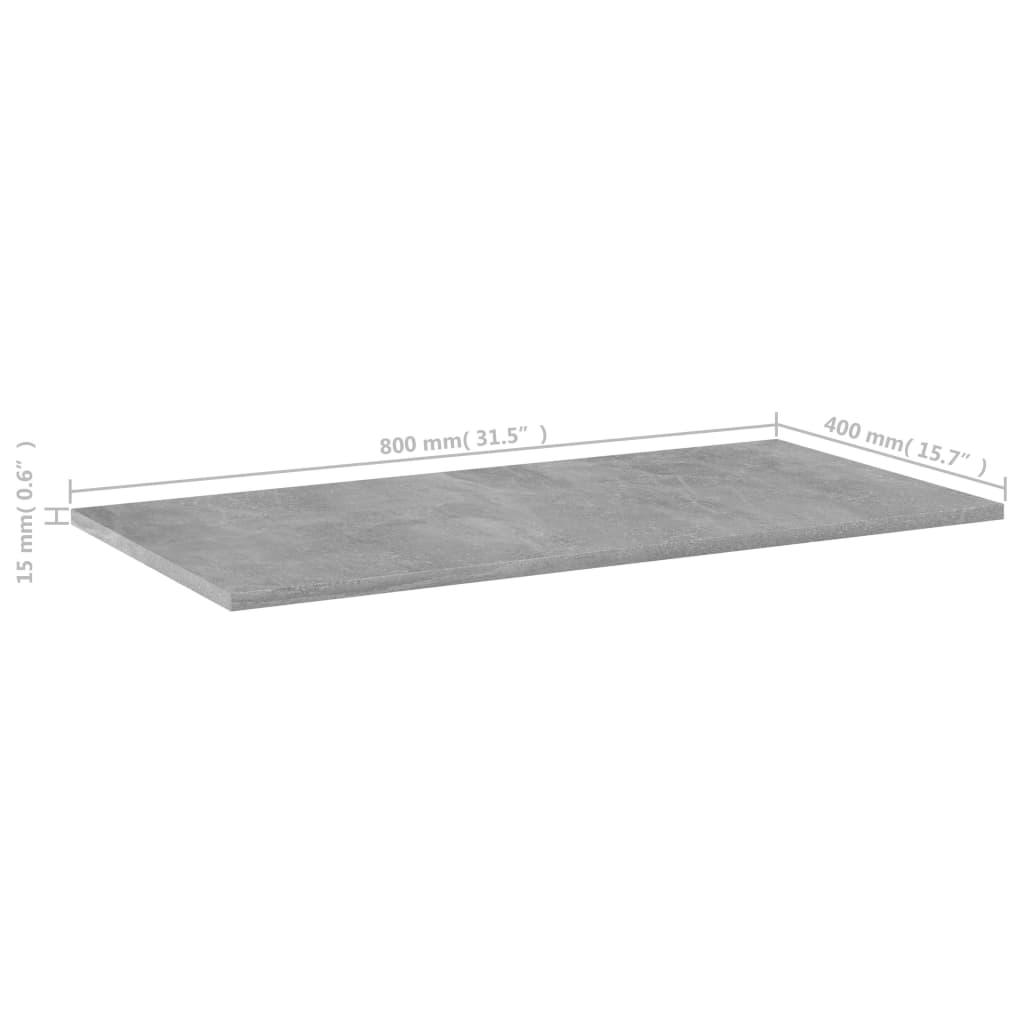 vidaXL Prídavné police 8 ks, betónovo sivé 80x40x1,5 cm, drevotrieska