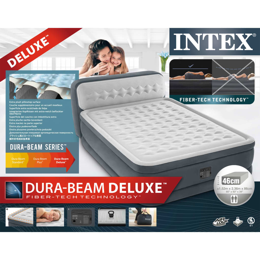 Intex Nafukovacia posteľ Dura-Beam Deluxe Ultra Plush Headboard Queen 86 cm