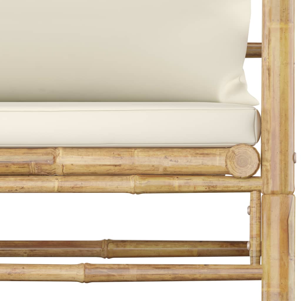 vidaXL 12-dielna záhradná sedacia súprava s krémovo-bielymi podložkami bambus