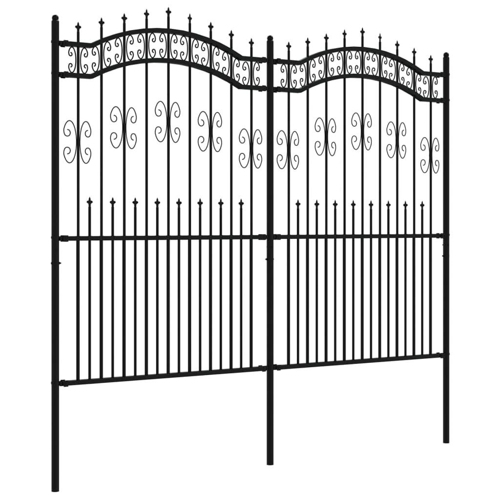 vidaXL Záhradný plot s hrotmi čierny 140 cm oceľ s práškovým nástrekom