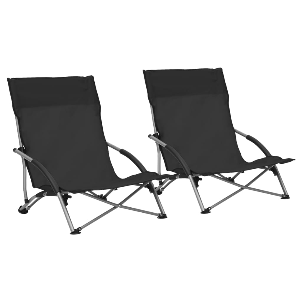 vidaXL Skladacie plážové stoličky 2 ks čierne látka