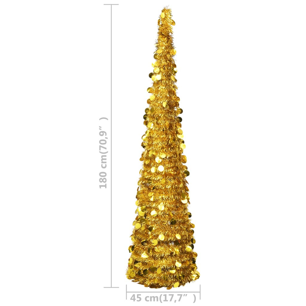 vidaXL Rozkladací umelý vianočný stromček, zlatý 180 cm, PET