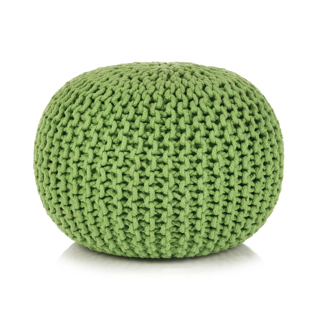 vidaXL Ručne pletená bavlnená taburetka, 50x35 cm, zelená