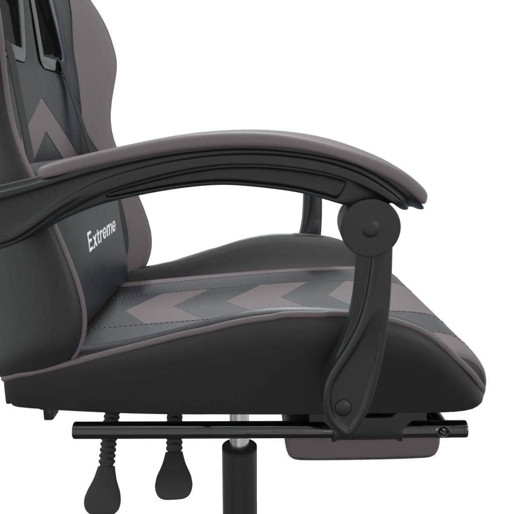 vidaXL Herná stolička s opierkou na nohy čierna a sivá umelá koža