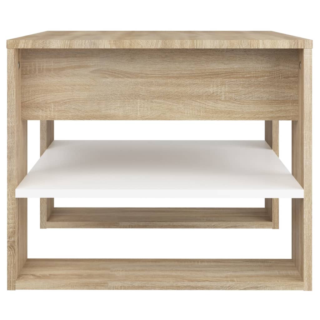 vidaXL Konferenčný stolík biely a sonoma 55,5x55x45cm spracované drevo