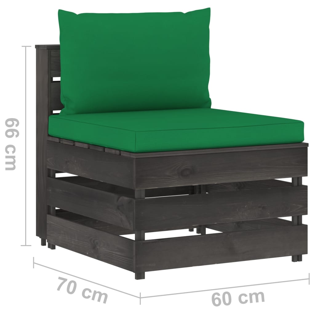 vidaXL 7-dielna sedacia súprava s podložkami, sivá, impregnované drevo
