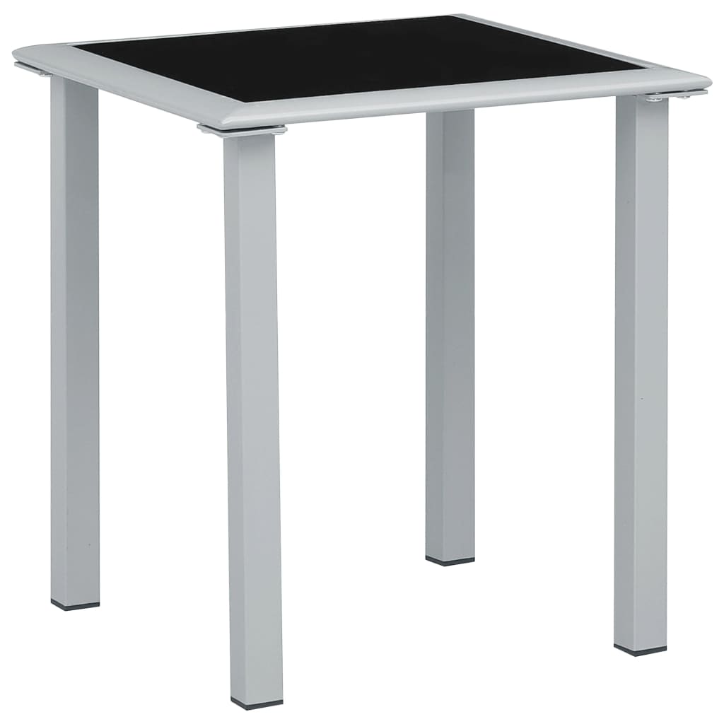 vidaXL Záhradný stôl čierny a strieborný 41x41x45 cm oceľ a sklo