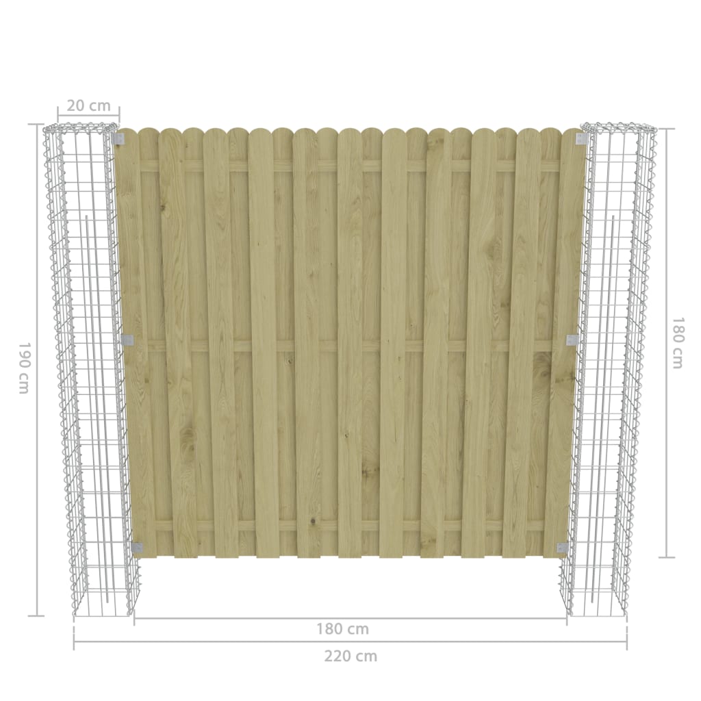 vidaXL Záhradné gabiónové stĺpiky 2 ks pozinkovaná oceľ 20x20x190 cm
