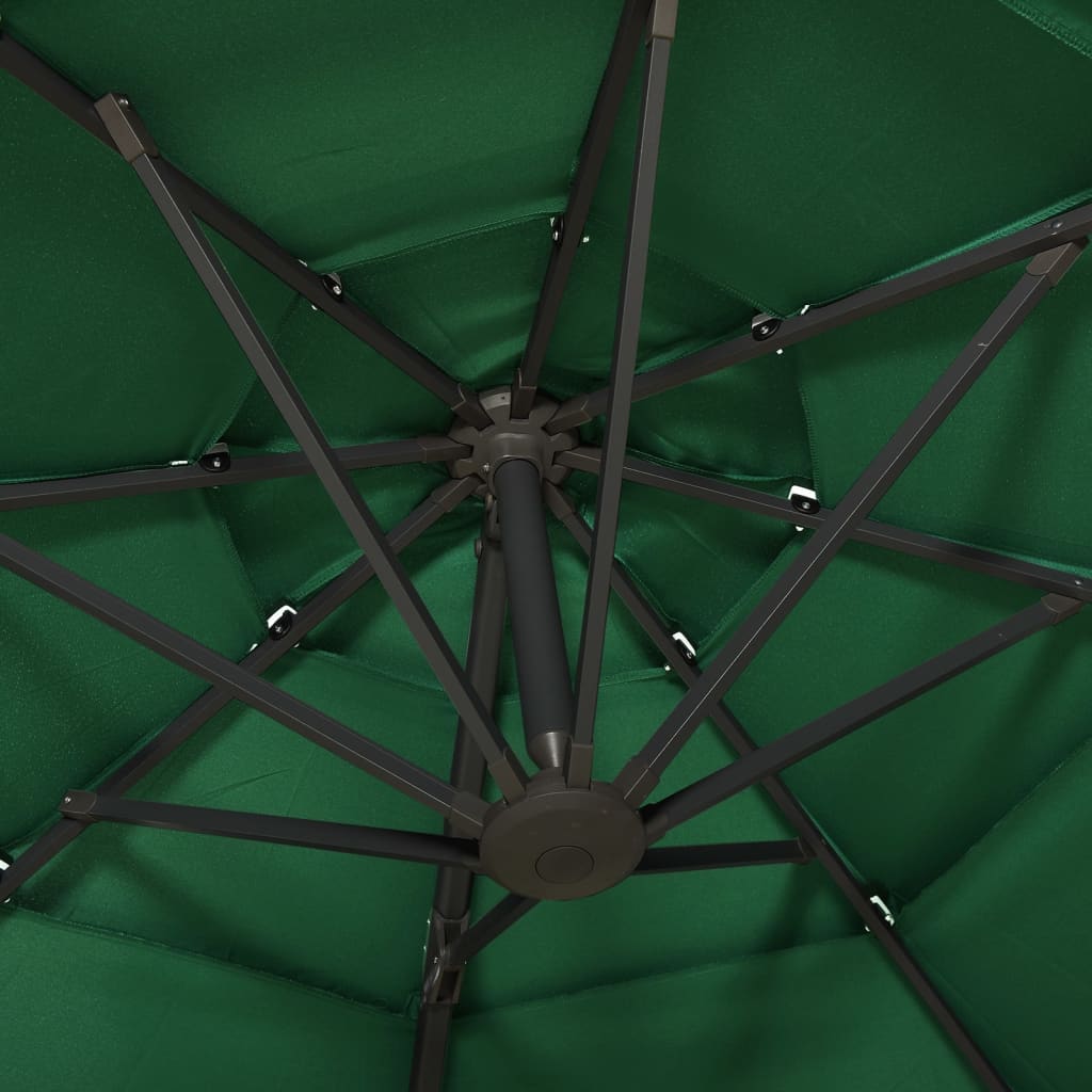 vidaXL 4-stupňový slnečník s hliníkovou tyčou zelený 3x3 m