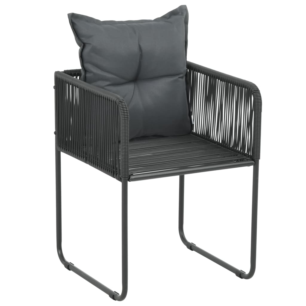 vidaXL Vonkajšie stoličky s vankúšmi 6 ks polyratan čierne