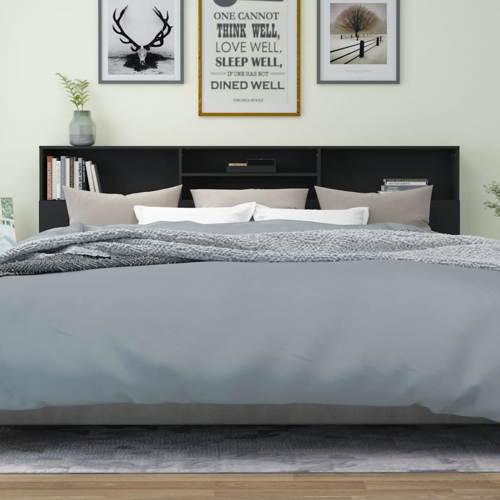 vidaXL Čelo postele so skrinkou čierne 220x19x103,5 cm