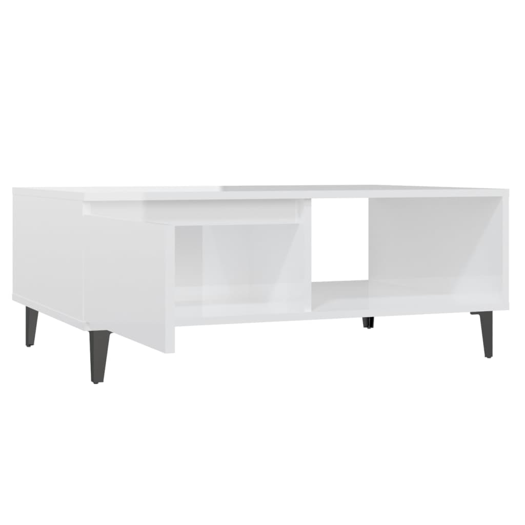 vidaXL Konferenčný stolík lesklý biely 90x60x35 cm drevotrieska