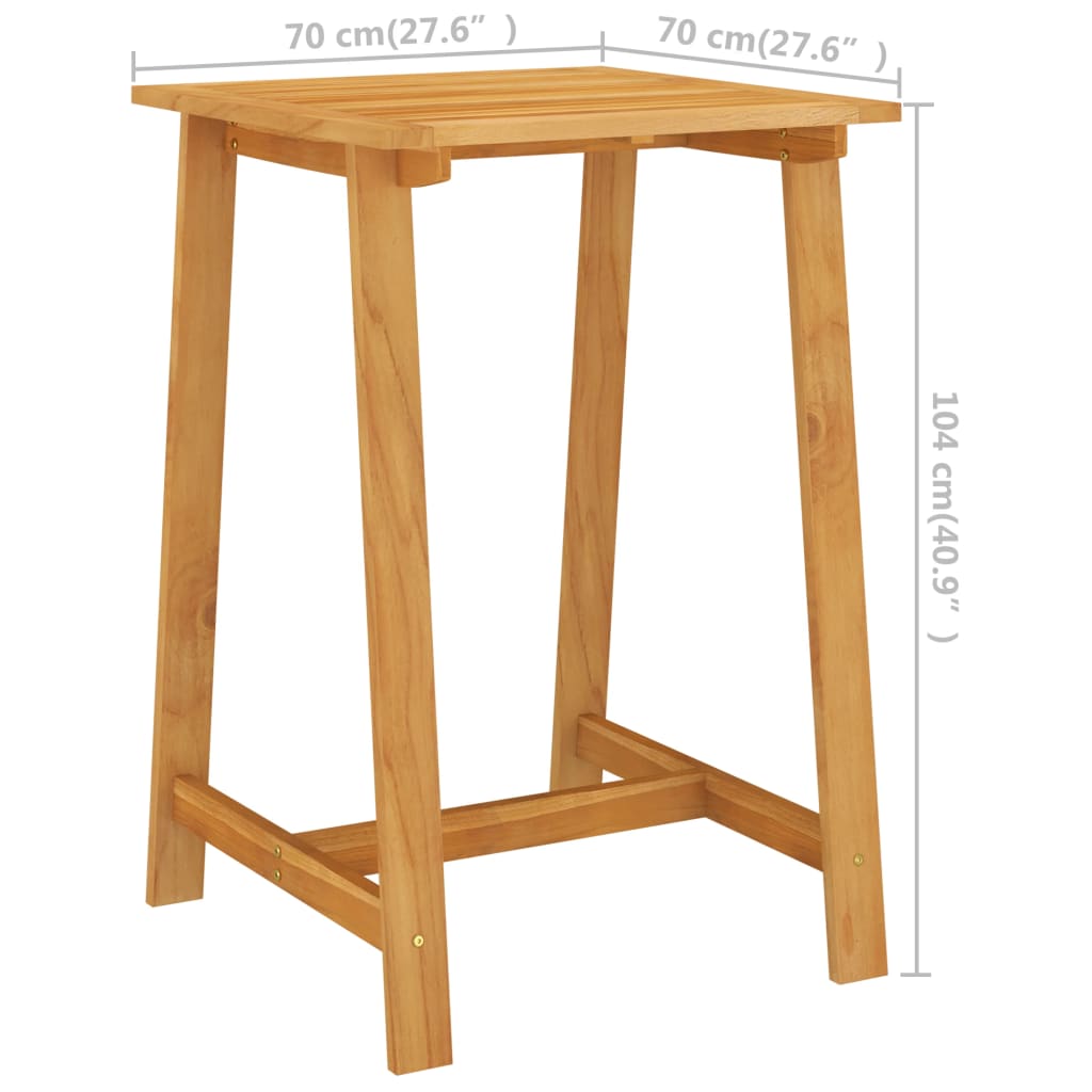 vidaXL Záhradný barový stôl 70x70x104 cm akáciový masív