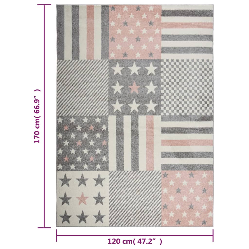 vidaXL Detský koberec 120x170 cm, vzor s hviezdičkami, ružový