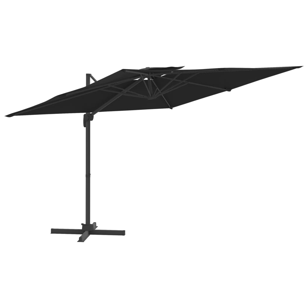 vidaXL Dvojitý konzolový slnečník čierny 300x300 cm