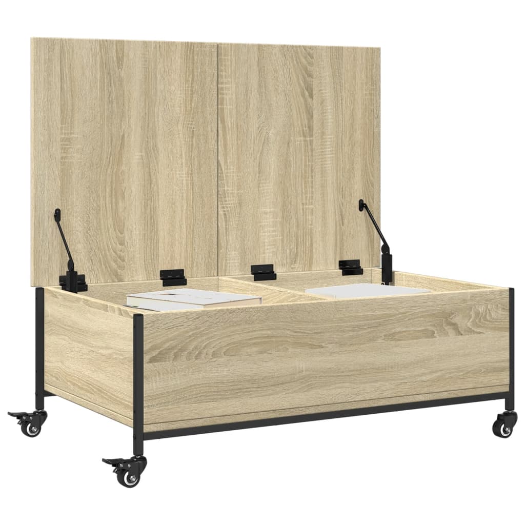 vidaXL Konferenčný stolík+kolieska, sonoma 91x55x34cm kompozitné drevo