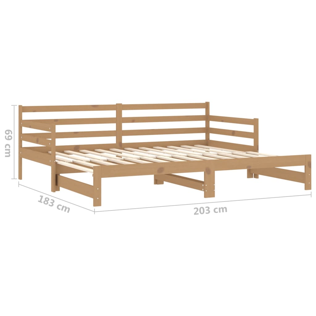 vidaXL Rozkladacia denná posteľ medovo-hnedá borovica 2x(90x200) cm